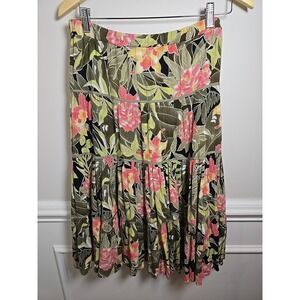 Sag‎ Harbor Petites Skirt Vintage Pink Green Floral Skirt Boho Cottage 10P
